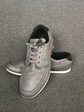 Lacoste Dreyfus QS1 Moc Toe Gray Leather Casual Sneakers Boat Shoes Mens US 8.5